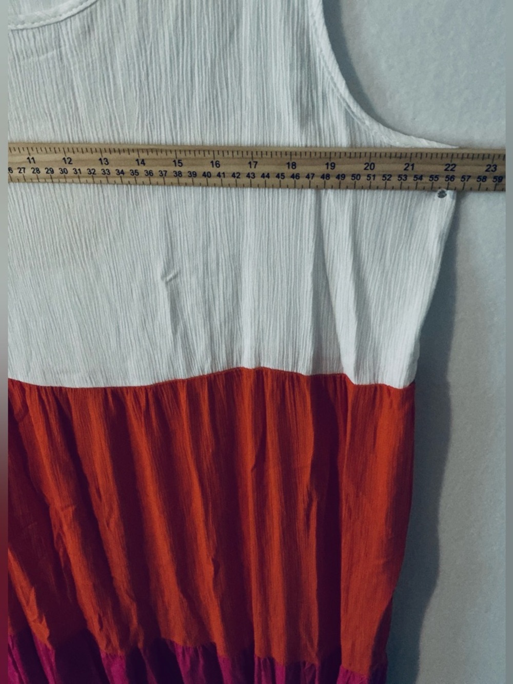 Tash + Sophie Colorblock Tiered Midi Dress - Pink, Orange & White - Size XL - Picture 3 of 5